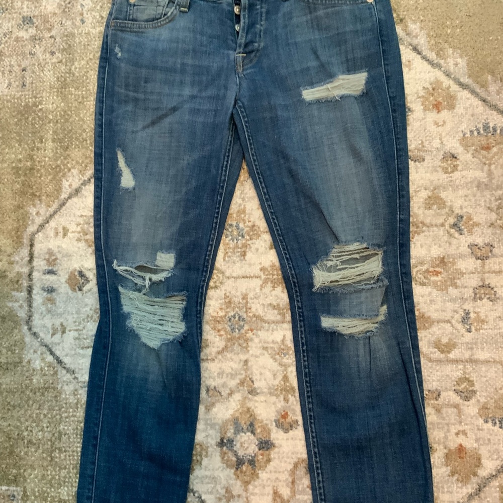 7 for all Mankind Josefina distressed skinny boyfriend jeans, size 27